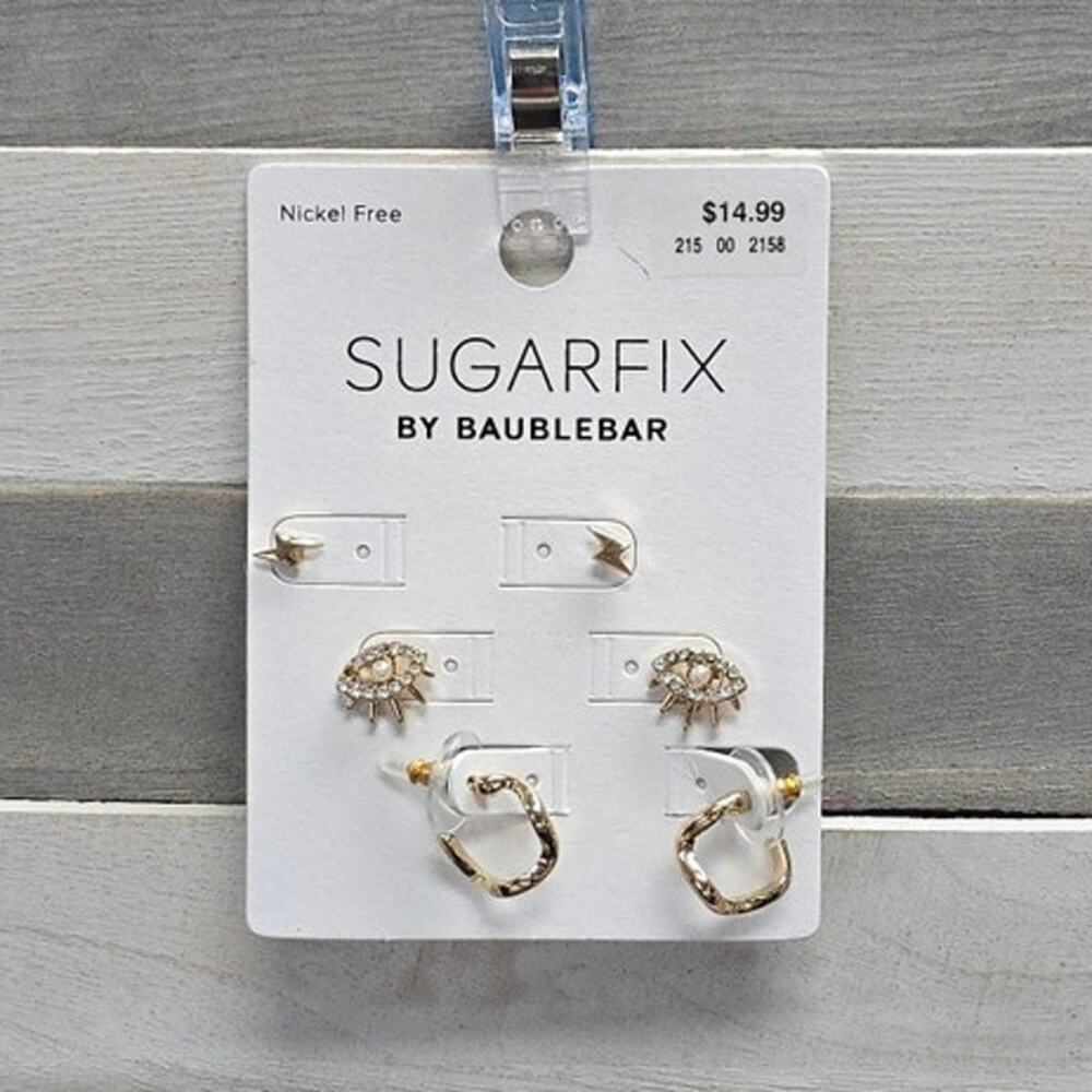 Gold Micro Stud Earring Set 3pc - Gold | SUGARFIX by BaubleBar